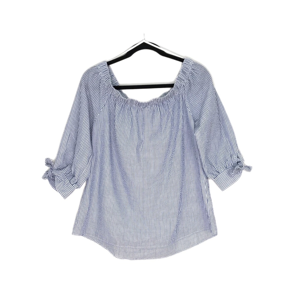 C Women's Smoking On Neckline Off The Shoulder Striped Top Blouse Size Medium